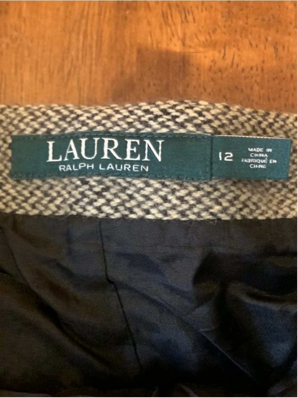 Lauren Ralph Lauren Skirt 12 Tan and Black Tweed
